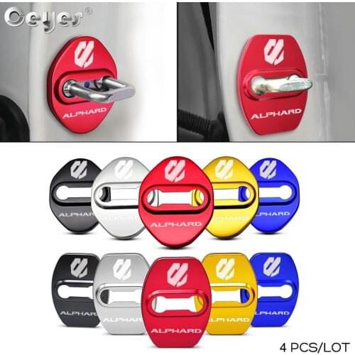 Ceyes Car Styling Auto Door Lock Cover Case For Toyota Alphard Car Sticker JDM DIY Cases Badge Emblems Accessories Stickers 4Pcs