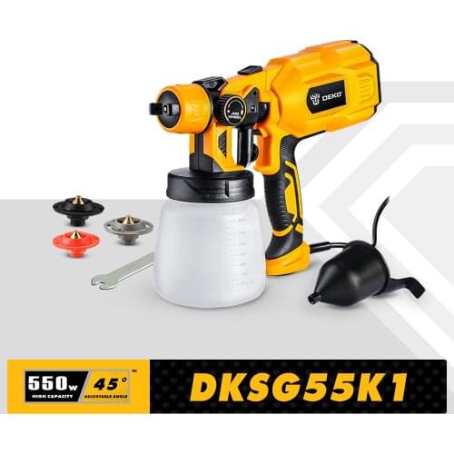 DEKO Pistolet à peinture,pistolet à peinture électrique,550w pulvérisateur peinture,récipient de 800ml, HVLP,220V/50Hz