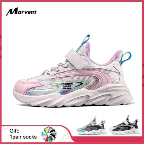 Kids Sneakers Colorful styling Childrens Shoes Thick-bottomed Soft Bullet Kids Runing Shoes Breathable Mesh Girls Boys Footwear