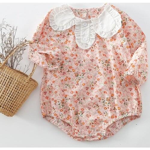Spring Autumn Baby Girls Clothes Infant Baby Girls Jumpsuit Cotton Long Sleeve Floral Printing Toddler Baby Girl Romper