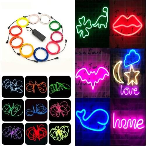 EL Wire Led String Light Strip Rope Tube Light Neon Lights DIY for Car Room Home Interior Atmosphere Decor Lamp Party Lighting