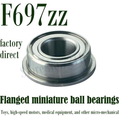 50PCS Free Shipping F697ZZ Flanged bearing 7*17*5mm Shielded Miniature Ball Bearings Rc hobby,Toy,model, Motor,electric tools