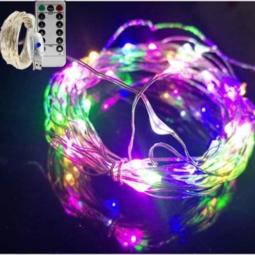 String Fairy Lights Copper Wire LED Light Garland 8 Modes Remote For Home Indoor Christmas Wedding Party Decoration USB Powered