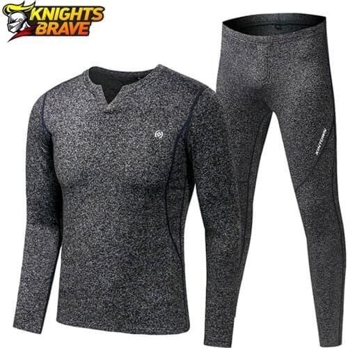 Motorcycle Jacket V-neck Long Johns Fleece Set Thermal Underwear Sets Autumn Winter Base Layer Warm Shirts & Tops Bottom Suit