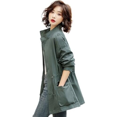Ladies stand-up collar jacket spring and autumn 2021 new Korean style wild loose fashion womens windbreaker