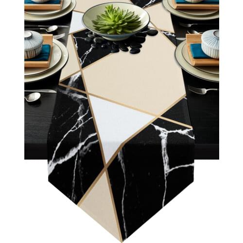 Squares Black Texture Marble Lines Table Runner Modern Table Flag Home Party Country Wedding Decoration Tablecloth Table Runners
