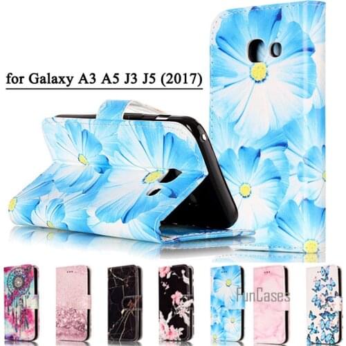 Fashion Marble PU Leather Flip Phone Case Fundas For Samsung Galaxy A3 A5 J3 J5 2017 Back Cover Luxury Wallet Coque Case Cover