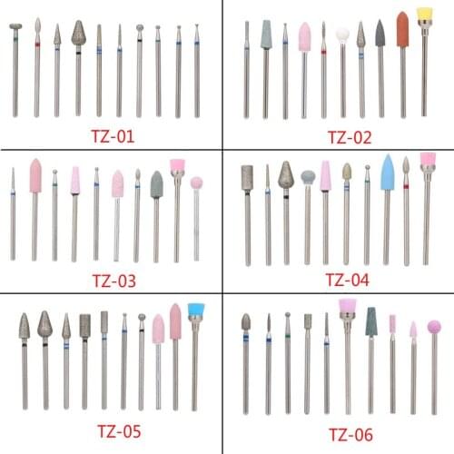 10 pcs/set diamond nail drill bits set Nail peeling and drilling set nail electric machine accessories nail brush tools