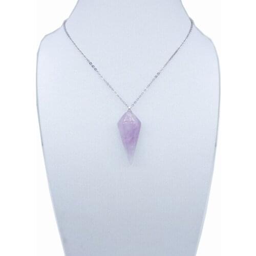 Natural Amethyst Feldspar Teardrop Faceted Gemstone Rock Crystal Hexagonal Pointed Reiki Chakra Pendant Pendulum