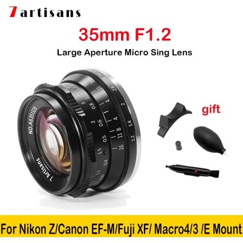 7artisans 35mm F1.2 Prime Lens APS-C Camera Manual Mirrorless Fixed Focus Lens for Sony E/Nikon Z/Fuji XF/E Mout/Macro 4/3