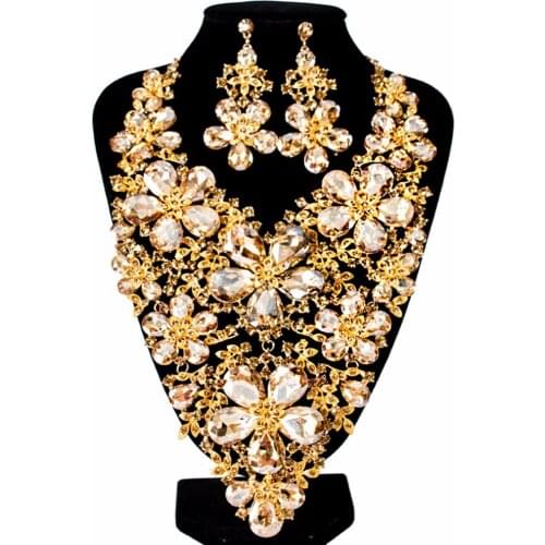 Lan palace nigerian beads necklace jewelr for party wedding enamel jewelry Austrian crystal necklace and earrings free shipping