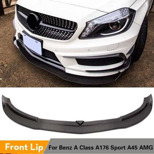 Front Bumper Lip Spoiler Splitters for Mercedes-Benz A Class A180 W176 A260 A45 AMG Sport Bumper 2013 - 2015 Carbon Fiber / FRP