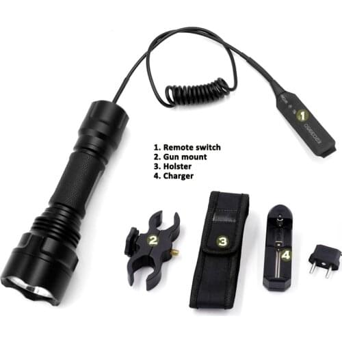 Flashlight Rechargeable Cree XML2 U3-7A Lanterna Tactical flashlights Lampe Touche Linternas+Remote switch+Gun mount+Charger