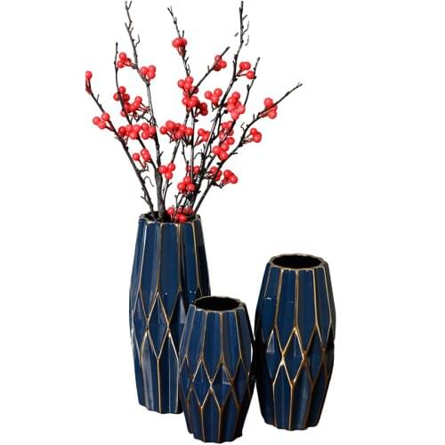 Luxury Blue White Flower Vase Nordic Living Room Vintage Ceramic Vases Interior Ornament Design Decoracion Salon Casa Home Decor