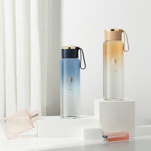 Luxury Gradient Colors Glass Water Bottle 400ml Portable Tea Bottle Juice Shaker Cups Adults Gifts Eco-friendly Camping Office