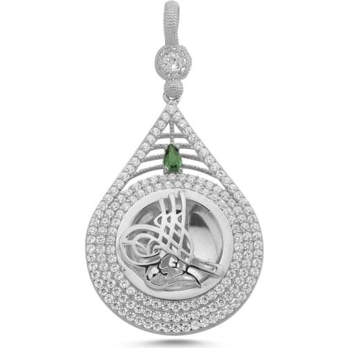 Silverlina Silver Zircon Stone Ottoman Tuğralı Pendant