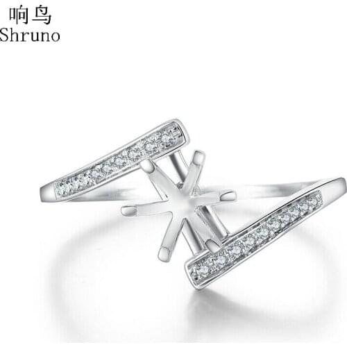 Shruno Round 5.75mm -6.5mm Solid 10K White Gold Natural Diamond Fine Jewelry Semi Mount Engagement Wedding Ring Setting
