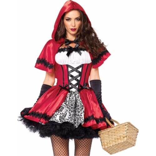 Fairy Tale Sexy Little Red Riding Hood Costume Women Adult Halloween Carnival Costumes Fantasia Fancy Dress Outfit