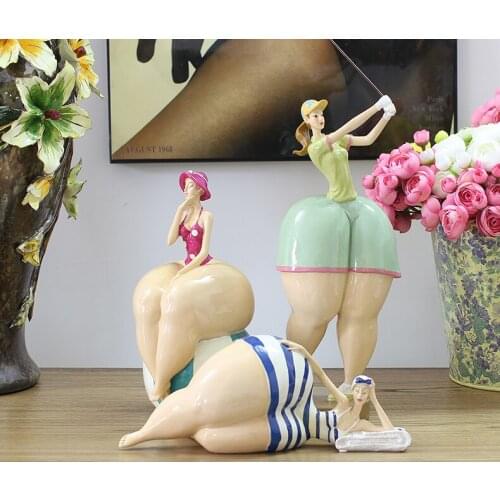 Modern European tattoo beauty sculpture abstract body art statue plump yoga girl figurine Mediterranean ornaments home decoratio