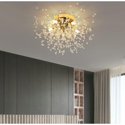 Modern Crystal Dandelion LED Ceiling Lamp Nordic Spark Ball snowflake Ceiling lights Indoor Deco Lamp Living Dining Room Bedroom