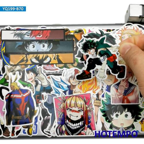 70pcs Anime My Hero Academia Super Hero Stickers Toys for Kids Mobile Phone Laptop Suitcase Pad Skateboard Cartoon Decal Sticker