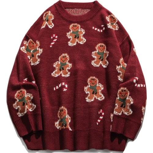 Hip Hop Streetwear Mens Knitted Sweater Autumn Harajuku Clown Monster Sweater Oversize 2020 Cotton Loose Pullover Men Clothing