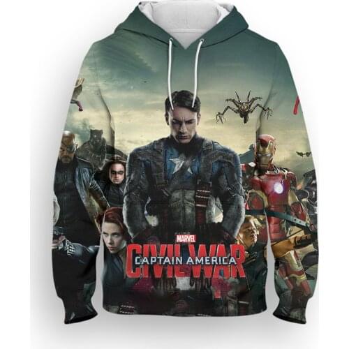 Marvel Captain America 3D Printed Mens Hoodies Spring Autumn Casual Boy Girl Kids Sweatshirt Streetwear Womens Tracksuit