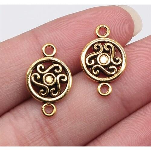 WYSIWYG 10pcs 19x12mm Antique Gold Color Round Connector Charms For Jewelry Making DIY Jewelry Findings