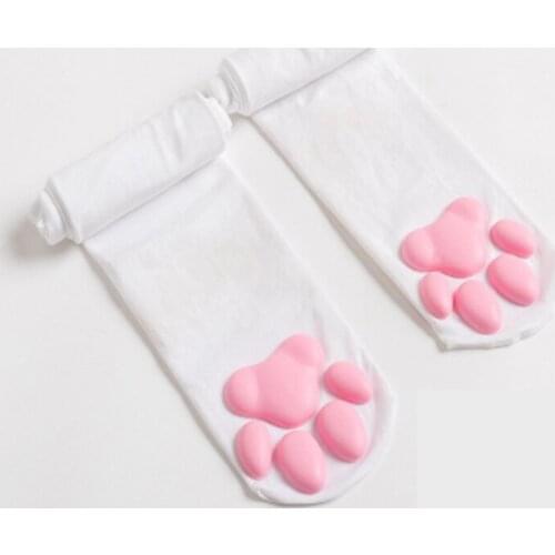 2021 new Japanese style cute 3D cat meat cushion cosplay over the knee high socks lolita female fashion cat claw socks feet