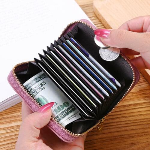 Ladies Coin Purse Organizer Zipper Pocket Accordion Credit Card Wallet Business Bank Card Case