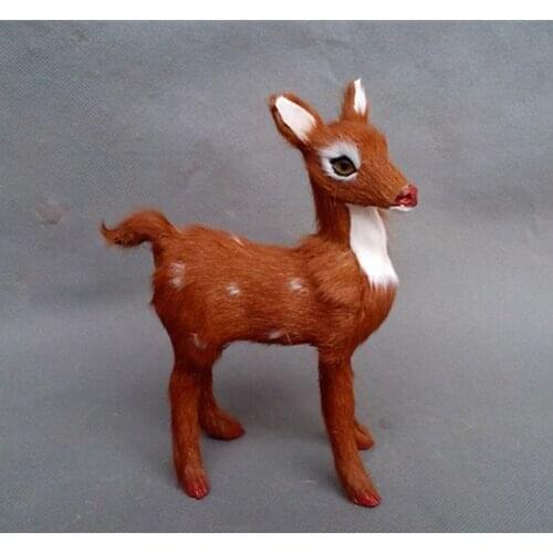 Simulation deer hard model,polyethylene&fur 14x11 cm sika deer toy,prop,home decoration gift 0723