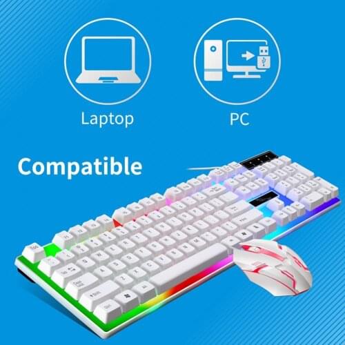 2Pcs/Set G21B USB Wired Gaming Keyboard Mouse Set PC Colorful LED Backlit Mechanical Gamer Gaming Mouse and Keyboard Kit Office