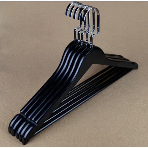 33cm/ 40cm 10 pcs/lot Black Solid Wood Hangers for Coat Anti-slip Wooden Hanger for Pants Trousers Rack with Flat Hook Hotel Use