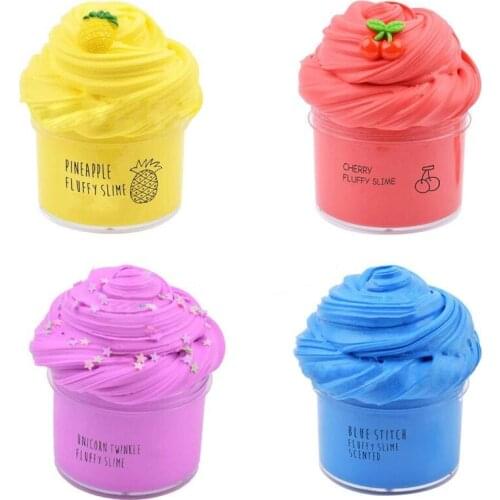 4Pcs Butter Slime with Pineapple Slime Cherry Slime and Cartoon Slime Soft Gifts