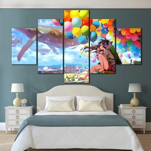5 Pieces HD Canvas Painting Print Anime Beautiful Girl Picture For Modern Decorative Bedroom Living Room Home Wall Art Decor