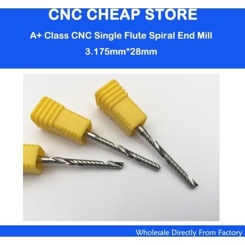 5Pcs 3.175*3.175*28MM Single Flute Aluminum Milling Cutter, Quality End Mill Tool, CNC Router Bit, on Aluminum,Copper