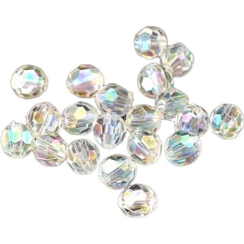 500x Transparent AB Color Round Faceted Acrylic Crystal Spacer Beads 6x6mm Dia - Jewellery Making Findings,DIY Crafts