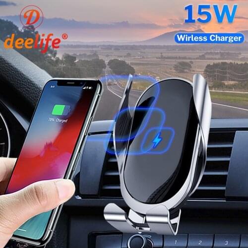 Deelife Mobile Car Phone Holder 15W Wireless Charger Support Air Vent Dashboard Portable Smart Phone Stand