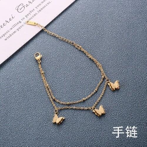 Fashion Jewelry titanium steel Bracelets, Titanium steel rose gold butterfly bracelet, No allergies, no fading