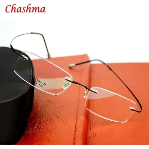 Brand Optics Glasses Titanium Rimless Ultra Light Glasses Frame Eyeglasses Men women With Case Oculos de grau
