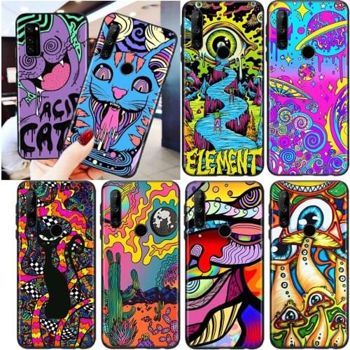Silicone Black Cover Colourful Psychedelic Trippy Art For Honor 8S 8C 8X MAX 8A 8 7S 7A 7C Play 3E Prime Pro 2020 2019Phone Case