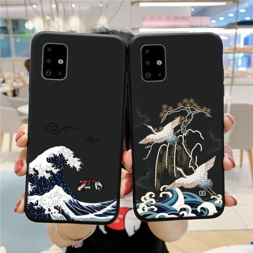 Great waves Case For Samsung Galaxy A20E A20 A30 A21S A40 A41 A50 A51 A70 A71 S9 S10 S20 S21 Plus Note 10 20 Ultra Soft TPU Capa