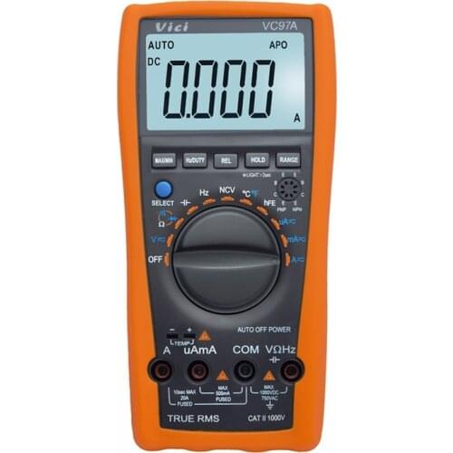Brand VICI VC97A LCD Digital Multimeter Auto Range DMM AC DC Voltmeter Capacitance Resistance Meter 1000V True RMS Multimeters