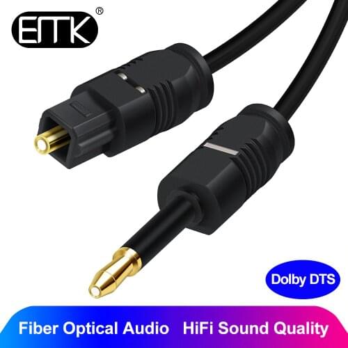 EMK Digital Toslink to Mini Toslink Cable 3.5 Optical SPDIF Audio Cable for Macbook home theater Blue-ray 1m 1.5m 2m