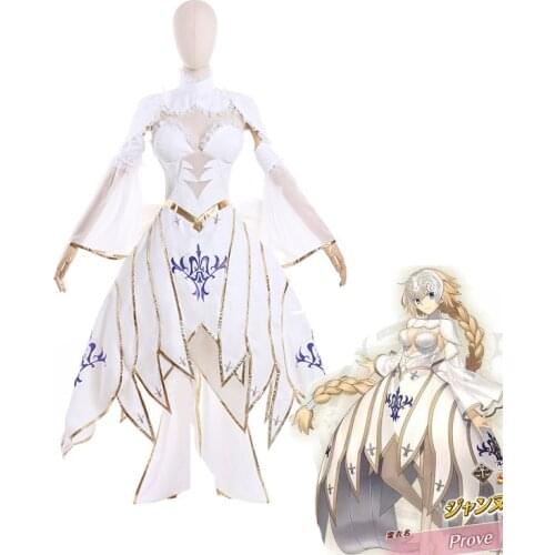 FGO Fate Grand Order Joan of Arc Cosplay Costumes Ruler Saber Pure White Dress Uniform Full Sets Halloween Carnival Party
