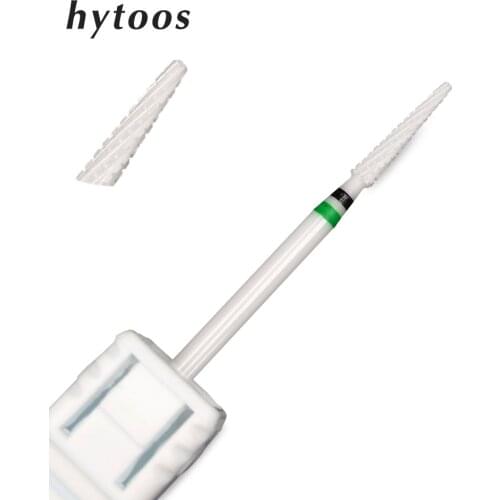 HYTOOS Ceramic Nail Drill Bit 3/32" Rotary Cuticle Clean Burr Bits For Manicure Electric Drill Accessory Nail Beauty Tools-L358T