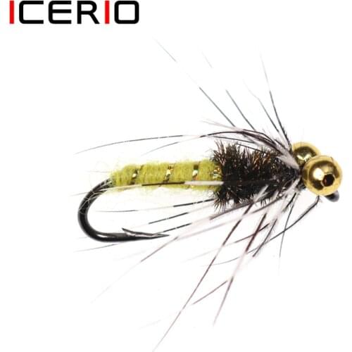 ICERIO 6PCS Bead Chain Eyes Deepwater Wet Flies Nymph Tying Hook Trout Fishing Fly Lure Bait 10