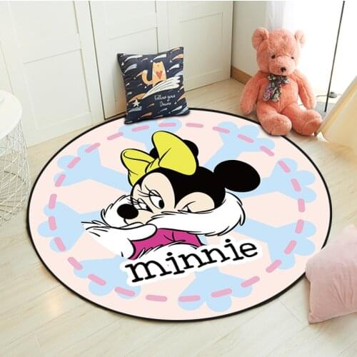 Disney Mickey Play Mat 100x100cm Round Kids Rug Crawling Minnie Mouse Game Mat Bedroom Decor Rug Indoor Welcome Soft