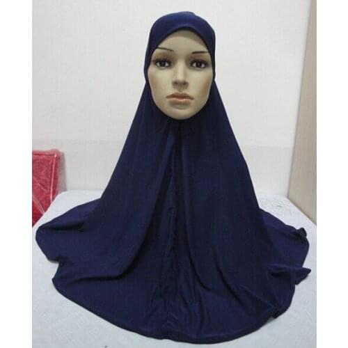 1pc Quality Solid Color Prayer Garment For Muslim Women Khimar Soft Breathable Niqab Prayer Hijab Cap islamic clothing 90x80cm