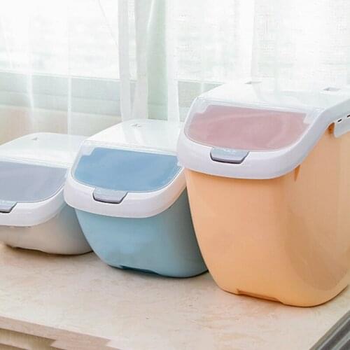 Rice Food Storage Box Flip Lid Sealed Moisture-Proof Large Capacity Grain Flour Container Portable Organizer Kitchen Tools
